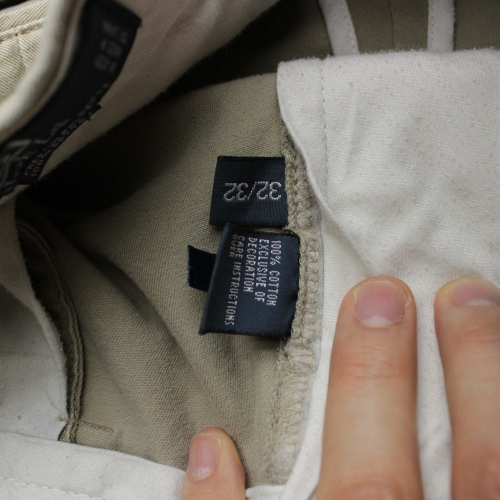 Polo Ralph Lauren VTG Preston Chino Pants Mens Sz 32x32 Beige Straight Flat Pony - Picture 8 of 9